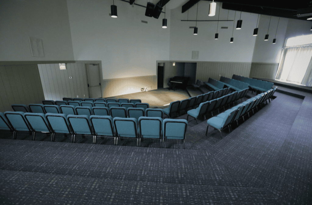 View of a meeting room with chairs set up